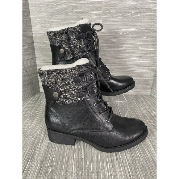 BareTraps Oneil Womens Casual Lace‎ Up Boots Round Toe Black Rubber Size 9.5M - Picture 1 of 11